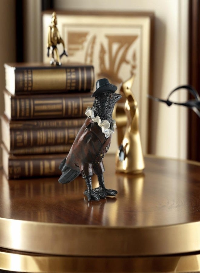 JOOMBE Crow Garden Statue,Western Style Halloween Decor, Collectible Hand-Painted Crow Sculpture,Indoor Home Decor - Image 5